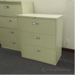 Beige 3 Drawer Lateral File Cabinet, Locking